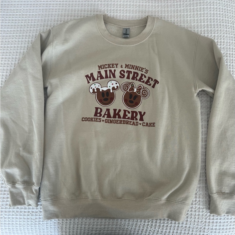 Small gingerbread Minnie and Mickey Mouse Main Street Christmas winter sweater